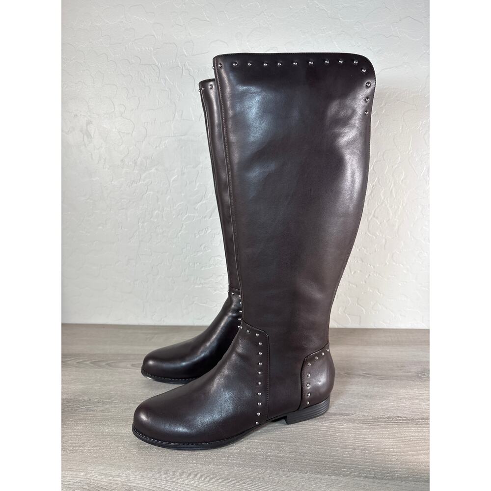 Isaac Mizrahi Dark Brown Studded Riding Boots